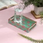 DULI Enamel Coated 8x5 inch Lotus Print Serving Tray for Home & Kitchen Décor