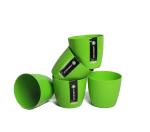Harshdeep Green Plastic Valencia Tabletop Planter Round Balcony Garden Flower Pot 6.3 Inch (Pack Of 5)