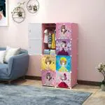 ZOFEY Multipurpose Portable 8 Plastic Small Sheet Collapsible Wardrobe for Clothes Storage Rack for Kids ^ Pink