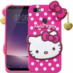 Aviaaz Vivo Y53 2017 Soft Rubberized TPU Girls Kitty Pink Silicon, Rubber Back Cover