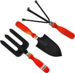 Raizing Black, Red Cultivator Big Trowel And Fork Garden Tools Set (Pack Of 3)
