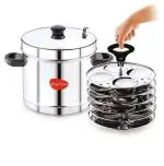 Stainless Steel 6 Plates Idly Cooker Pot,Induction and Gas Stove Compatible Idli Maker(24 Idlies)