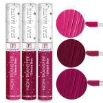 PERPAA Star Matte Liquid Lipstick Makeup | Matte Long-Lasting Vitamin E Non-Stick Cup Not Fade revulutionary soft Matte & Smudgeproof set of 3 Cherry Red,Pink Palm & Electric Pink 2.5 ml each