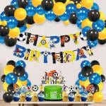 Zyozique Football Theme Birthday for Boys with Happy Birthday Banner, Cake Topper, Cupcake Toppers And Metallic Balloons Birthday Decoration Kit Happy Birthday Decoration Item (Pack of 37)