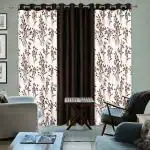 Ultica Fab Long Crush Floral Print Curtain Curtain Drapes For Door 8Ft Pack of 2 - Room Darkening Panels for Bedroom Kitchen Hall - Stylish Eyelet Curtains for Home & Office, 4 x 8 Feet, Coffee