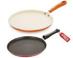 Nirlon 2 pcs of Orange 5 Layer Ceramic Coating Tawa Combo Cooking Set, Standard
