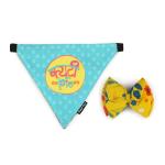 DP with animal paw Dogs Cutie Pie Bandana With Blooming Bow Tie Combo Yellow Large(L)