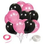 Zyozique Metallic Pink - Black Balloons,Ribbon & Glue Dot for Birthday ,Baby Shower Decorations (Pack of 27)
