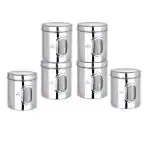 Ebun Stainless Steel See Through Small Containers Set 6 pieces Silver 1 Kgs
