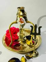 DARIDRA BHANJAN - Shivling Stand / shiva lingam stand / shivling kalash stand / Shiv Crystal shivling with Shivling Jaladhari Stand / Brass Trishul, Trident Damru with Stand /Glass shivling / sphatik shivling.