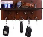 LACUNA Designer Wooden Key Holder For Multipurpose Use In Home And Office - 9 Hooks