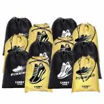 CARRY CLOUD Shoe Bag for Travel & Storage Travel Organizer for Women & Men Travel Accessories Shoe Bags Pouches Shoe Cover for Travelling Travel Essentials | Combo Pack | Black-Beige | Pack of 12