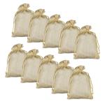 Kuber Industries Potli | Jari Silk Wedding Potli | Drawstring Closure Potli | Wallet Potli | Christmas Gift Potli | Baby Shower Potli | Traditional Shagun Potli | 5x7 Inch | Small | Pack of 10 | Cream