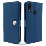 Balkans Redmi Note 7 / Note 7 Pro/Note 7s Flip Cover| PU Leather Finish | 360 Protection | Wallet & Stand | Strong Magnetic Flip Case for Redmi Note 7 / Note 7 Pro/Note 7s (Blue Button)