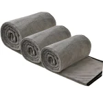 Auto Hub Big Size- 90 X 60cm Microfiber Cloth for Car - Ultra Soft - Suede Edges & Dual Sided Microfiber Cloth - Lint & Streak Free Car Cleaning Cloth - Multipurpose Car Wash Cloth for Drying-3pc,Grey