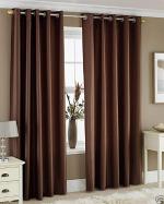 Badoti Brown Polyester Polyester Blend Solid Door Curtain Size 9 feet Pack of 2
