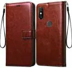 Trifty Back Cover Xiaomi Redmi Note 6 Pro Vintage Leather Flip Cover Case for| Inner TPU| Foldable Stand| Wallet Card Slots - Brown|Mobile Cover|Mobile case|Flip cover