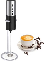 Habova Electric Handheld Super Powerful Coffee Beater Mixer Frother for Latte Coffee Hot Milk, Milk Frother for Coffee, Egg Beater, Portable Foam Maker with stand