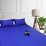 AVIS Bedlinen dark blue striped King size bed sheet with two pillow case 104in x 108in