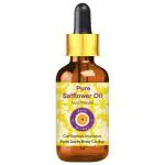 Deve Herbes Pure Safflower Oil (Carthamus tinctorius) with Glass Dropper Natural Therapeutic Grade Cold Pressed 50ml