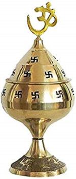 RTWARE Brass Om Akhand Diya Oil Lamp 1 Piece for Deepak, Jyot, Diwali Pooja, Navratri, Mandir, Temple, Puja Room 5 inch
