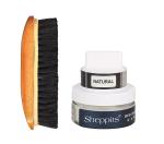 Sheppits Premium Shoe Cream (Natural) & Wooden Shoe Polish Brush Combo | Shoe Care Kit