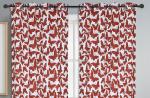 Dekor World Cotton Maroon Butterfly Printed Eyelet Curtain Set (Pack of 2)-110x275cm (4x9Feet) Long Curtain