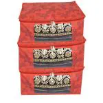 BB BACKBENCHERS Saree Cover/ Saree Bag/ Storage Bag/ Clothes Cover/ Saree Organizer With Transparent With Two Side Zipper, Red