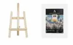 ArtRight Artists' Combo of 2 Feet Wooden Easel and 20 A3 Handmade Watercolor Papers (300 GSM) ; Artist Combo of 24 Inch Painting Stand (For Sizes A3 and Lower) & 20 Watercolour Sheets for Painting