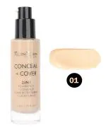 TEEN.TEEN CONCEAL + COVER 2 in 1 Foundation + Concealer Highest Coverage Foundation Concealer Smooth | Blending Natural Look | Nourishing Formula | 2-in-1 Makeup Must-Have | All-Day Wear | For All Skin Types | Shade: 01