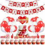 Zyozique Anniversary Party Decorations Kit - Banner,Cake & Cup Cake Topper with Balloons (Pack Of 37)