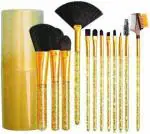 DATNASAYAD Golden Glittery Set of 12 Soft Bristles Makeup Brushes with Aluminium Storage Box - (Pack of 13)