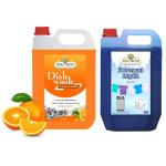 Kyara Dreams Dishcleaning Gel 5L & Washing Machine Powder & Top Load Liquid 1L(5L Green+1Ltop+100Gpowder)