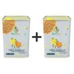 BeejRas Wood Pressed Yellow Mustard Oil - 1 Litre | Tin Can | Kolhu/Kacchi Ghani/Chekku | Natural | Chemical-Free | Cold Pressed Yellow Mustard Oil for Cooking pack of 2