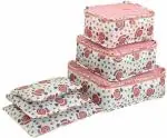 House of Quirk Travel Storage Printed Clothes Packing Cubes (Pack of 6 Pink Smiley)