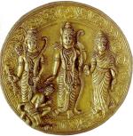 Kalarambh Brass Ram Laxman sita (Janki) Hanuman Ram Darbar Idol Murti Statue for Home Pooja Puja Mandir Table Decor Collectible Handicraft Art, Yellow, 7.5 x 0.5 x 7.5 Inch (L x W x H)