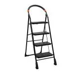 4 Step Steel Folding Stool with Wide Anti-Slip Pedal, Rubber Grip, Metal Crossbars, Safety Belt, Clutch Lock Portable Step, Ladders for home Step ladders Ladder 5 step Ladder for home use Steel ladders