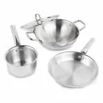 The Indus Valley Triply Stainless Steel Cookware Set | Kadai (25.5 cm/2.5L)+ Fry Pan (24 cm/1.1L) + Sauce Pan (15.5cm/1.1L) | Kitchen Cooking Combo Pots & Pans Set of 3Pcs | Naturally Nonstick