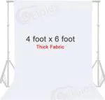 Eloies Professional (Heavy Duty Thick Lekra Polyester Fabric) White Backdrop for Photography Video Making Photoshoot Background for Photography Recording Photo, Photoshoot (4ft x 6ft)