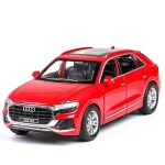 MontyMaestro Toys - Diecast Audi Q8 Toy Car Scale Model, Pull Back Die-cast Car 1:24 Scale Model with Sound Light Mini Auto Toy for Kids Collectible Metal Car (Red)