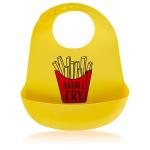 BabyHop Premium Silicone Feeding Bibs (1pcs, Fries) Water Resistant, Quick Dry, Wipe Clean for Baby, Infant