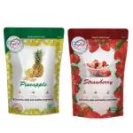 FZYEZY Freeze Dried Pineapple & Strawberry for Kids and Adults| Camping Vegan Healthy | Survival Food| Travel friendly Dried Pineapple & Strawberry chunks |Pantry Groceries dehydrated Snacks | Pack of 2 - 750 gm each