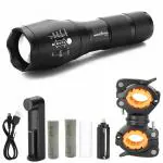amiciVision Metal LED Flashlight, XHP50 LED Water Resistant Zoomable Torch with 5 Lighting Modes for Camping, Hiking (with 3*AAA Battery)