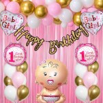 House of Banter First Birthday Decoration for Girls - 1st Birthday Theme Decorations for Girls - Baby 1st Birthday Party Supplies for Girls Birthday