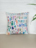 ZEBA World Square Kids Room Cushion Cover for Sofa, Bed | Printed Contemporary Art - Polycanvas | Multicolor - 16x16in(40x40cm) (Pack of 1)