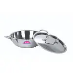 Aristo Triply Induction Friendly Kadhai Kadai With Stainless Steel Lid, Silver, 18.5 cm, 1.2 Litre