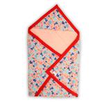 Luvlap Pink Red Cotton Hooded Wrapper Blanket Quilt For New Born Baby (0-3 Yrs) 75 X 75 cm