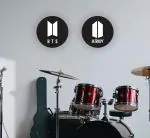 Bhikham Creation Black Engineered Wood, Plastic Bts Army Logo Wall Art Frame Wall Art Decor Showpiece