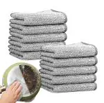 MAXOSHINE Non Scratch Stainless Steel Scrubber for Utensils-Multipurpose Wire Dishwashing Rag Cloth for Kitchen Use and Cleaning Non Stick Pans Ceramic Crockeries Fruits Vegetables (Pack of 10)