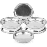 LIMETRO STEEL Pack of 6 Stainless steel Heavy Gauge Halva Plates / Breakfast Plates / Serving Plates (Diameter : 16 cm , 6 Pieces) Quarter Plate (Pack of 6)